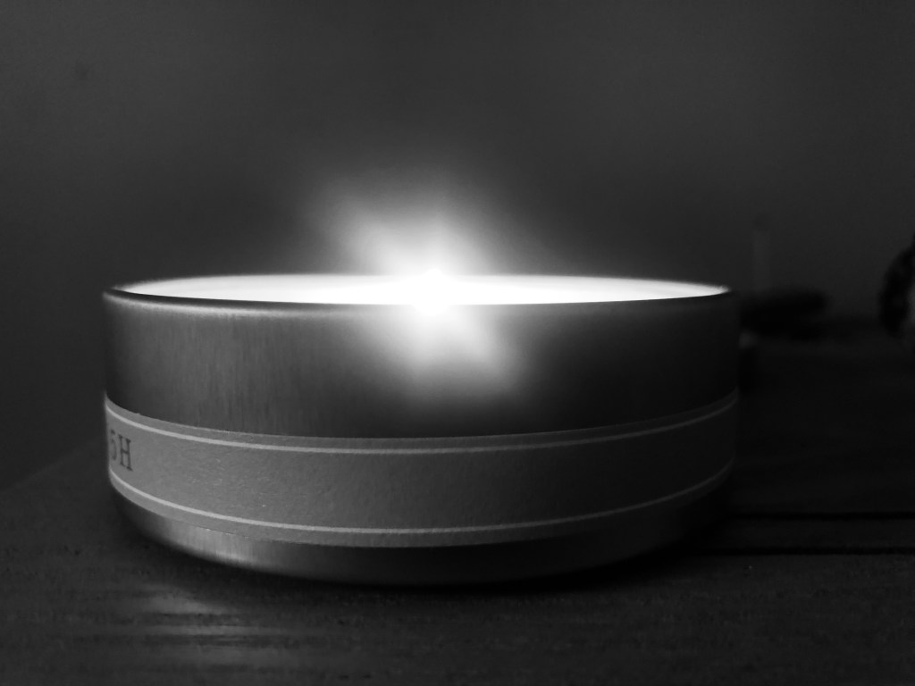 Candle burning in black and white